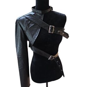 ROMWE Black Asymmetrical One Sleeve Jacket